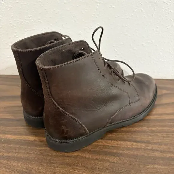 L.L. Bean Womens Brown Leather Lace Up Combat Boots Size 8.5 Wide Ankle Booties - Picture 10 of 15
